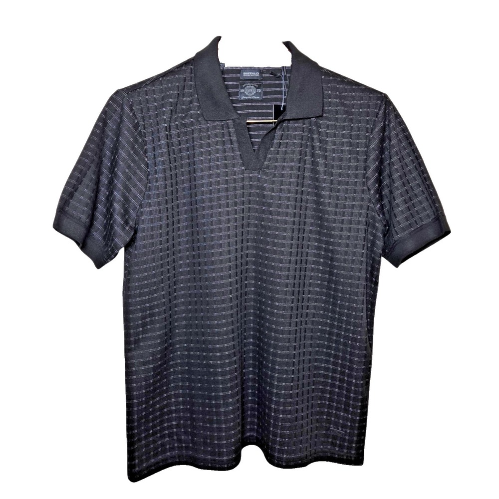 Buffalo David Bitton Polo Shirt Mens Size M Blue Short Sleeve Collared Polyester